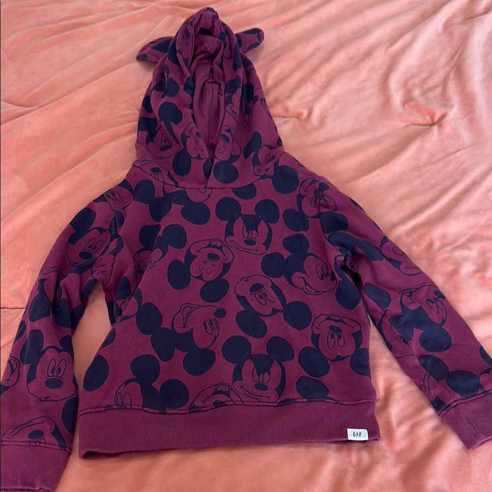 GAP Kids Plum Burgundy Mickey Print Hoodie